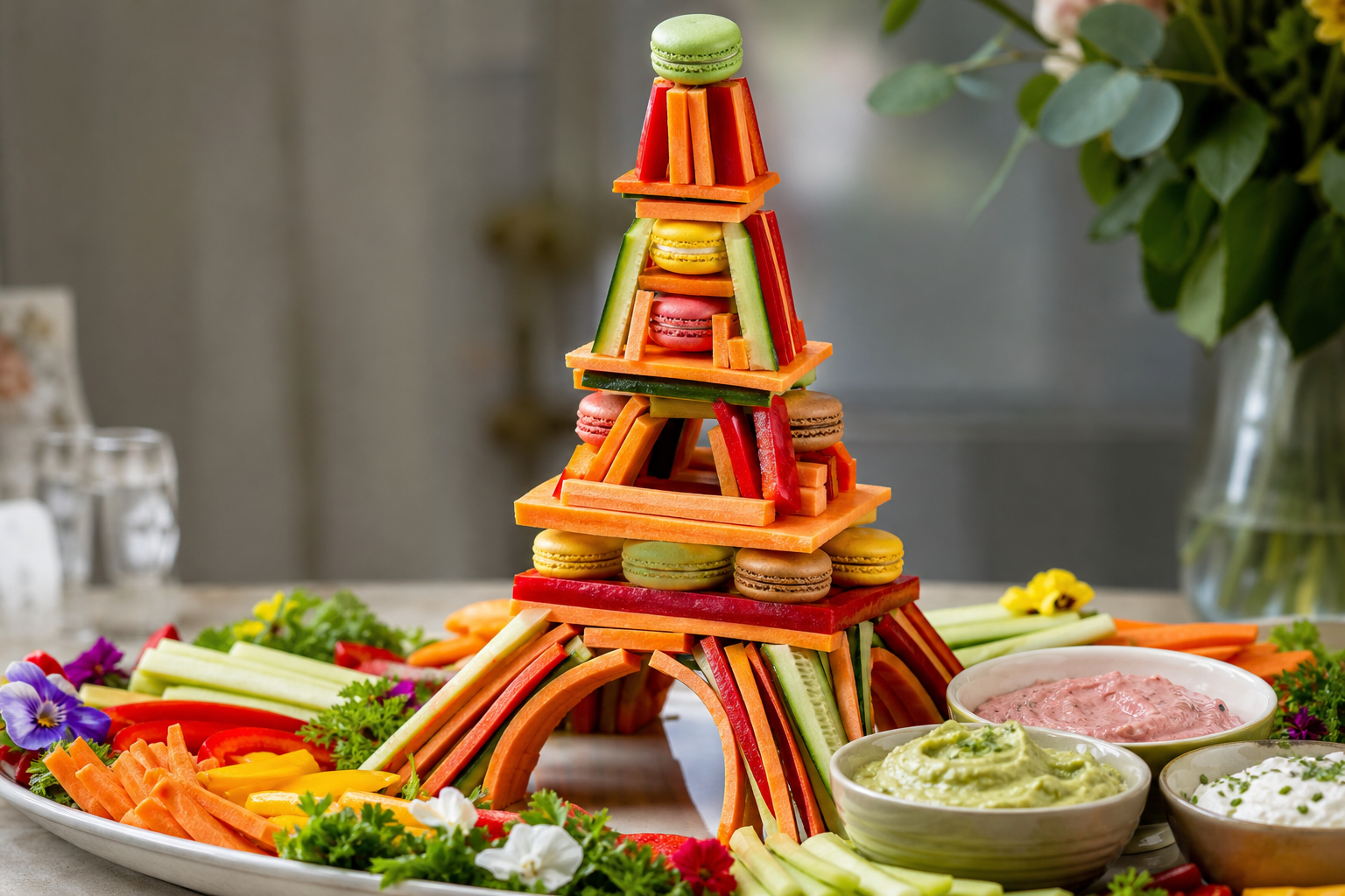 Macaron Tower de Paris. Based on: Paris Prepares for Céline Dion's Comeback: 'Excited, but Also Worried'