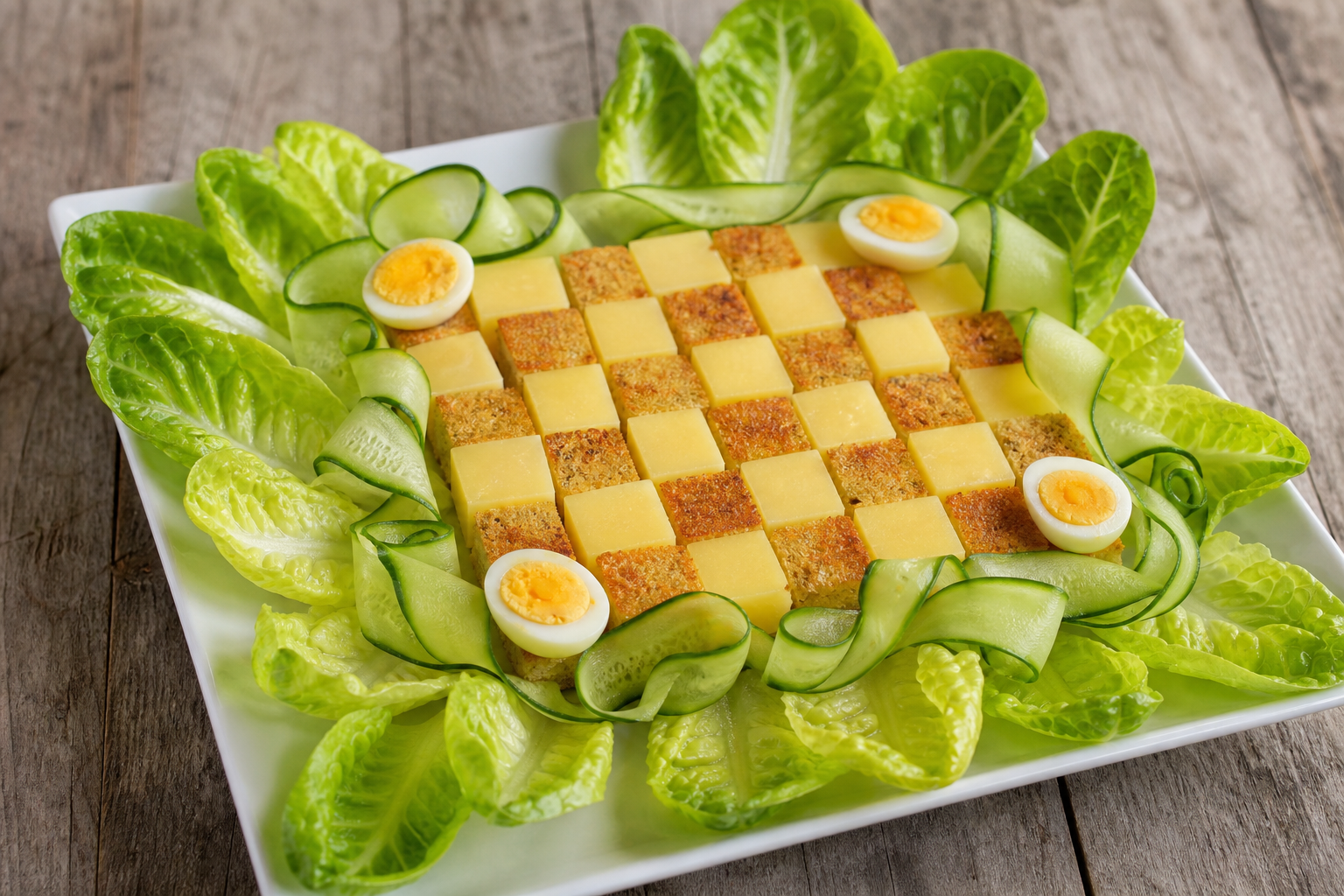 Gouden Schaakbord Salade. Gebaseerd op: Brits schaakwonder (11) behaalt als jongste ooit titel vrouwelijke grootmeester